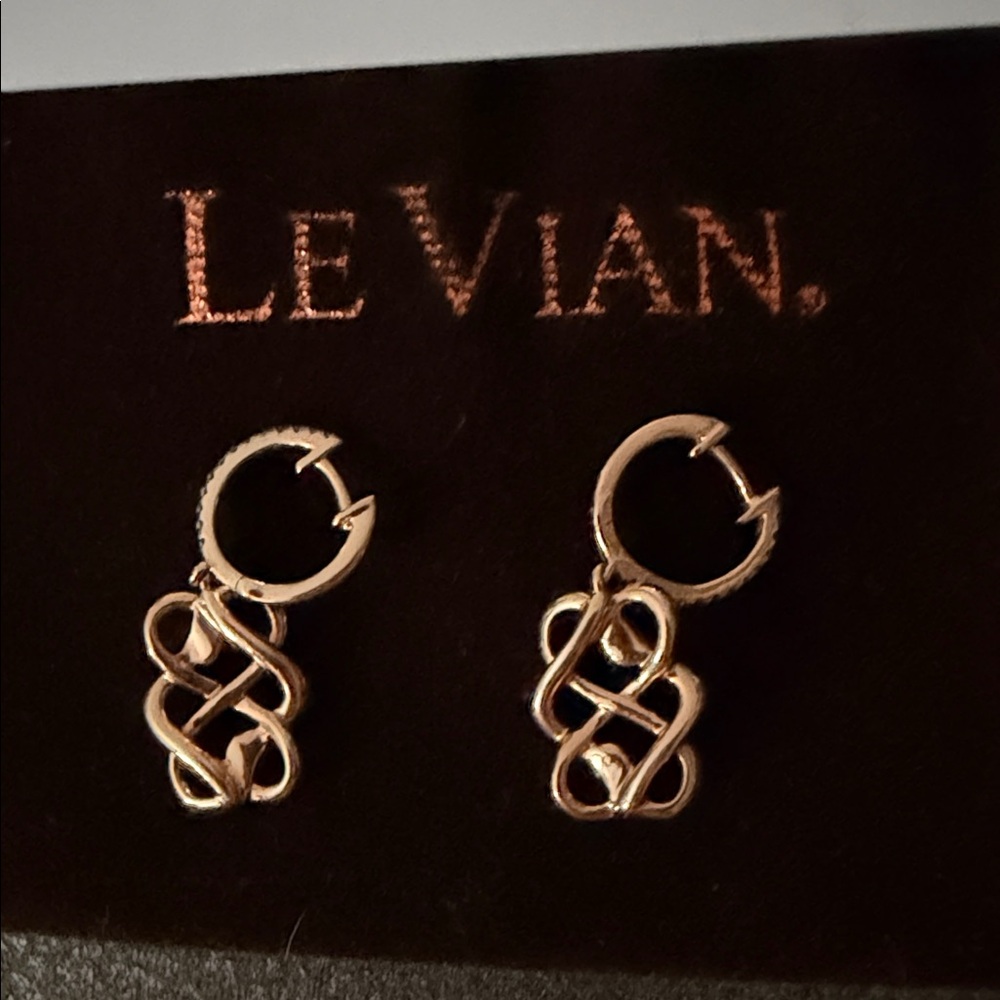 Levian Strawberry Gold Earrings with Brown and White Diamonds - Picture 3 of 4